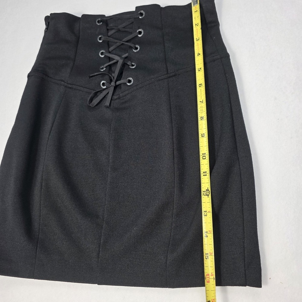 GUESS Gothic Black Lace-up Corset Back Pencil Mini Skirt Side Zip Closure Small - Picture 10 of 10